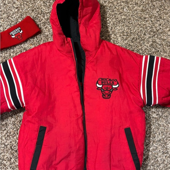Pro Player Chicago Bulls Jacket Reversible Youth XL 18-20 Vintage With Headband - Picture 2 of 13